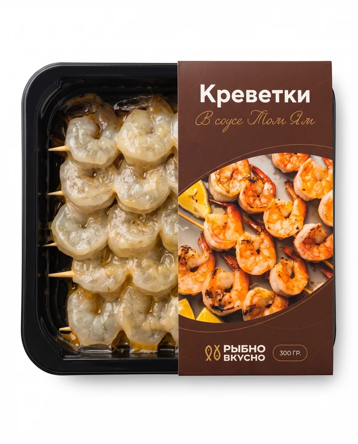 Креветки на шпажках в соусе Том ям, Рыбно-Вкусно, 300 г