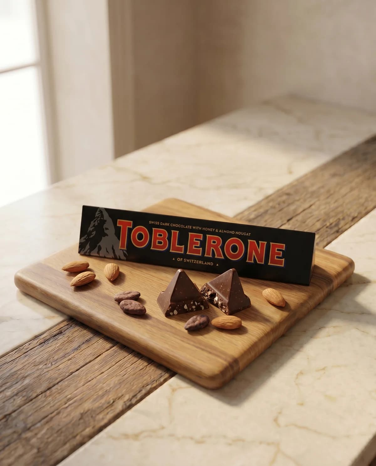 Шоколад Toblerone тёмный с медово-миндальной нугой, 100 г